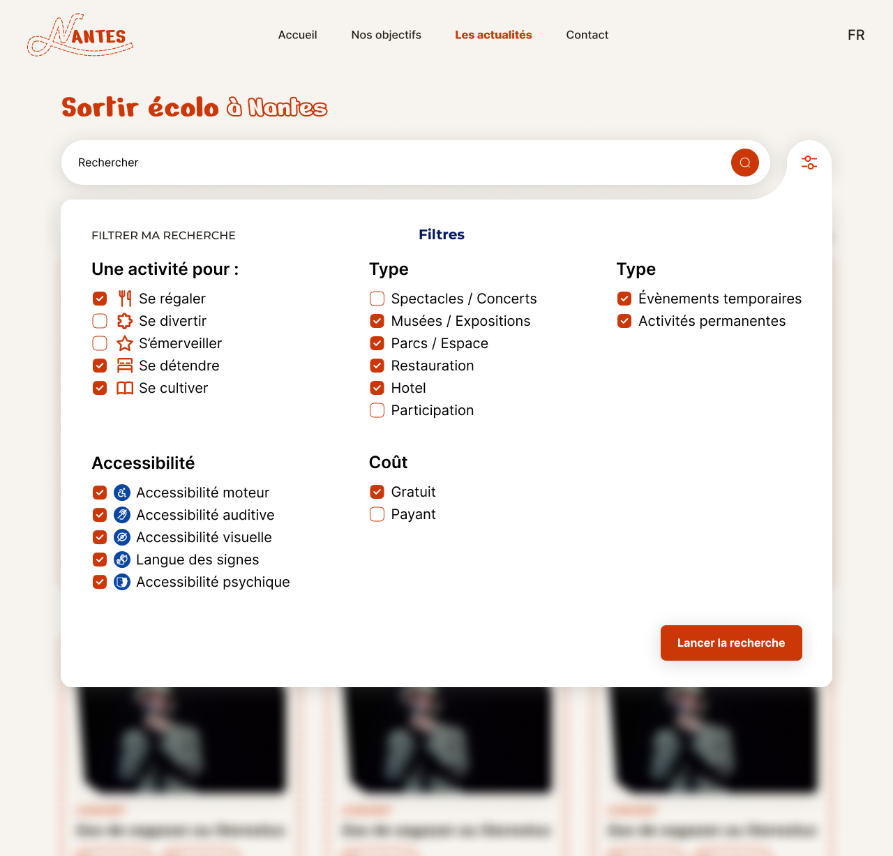 Prototype desktop des filtres