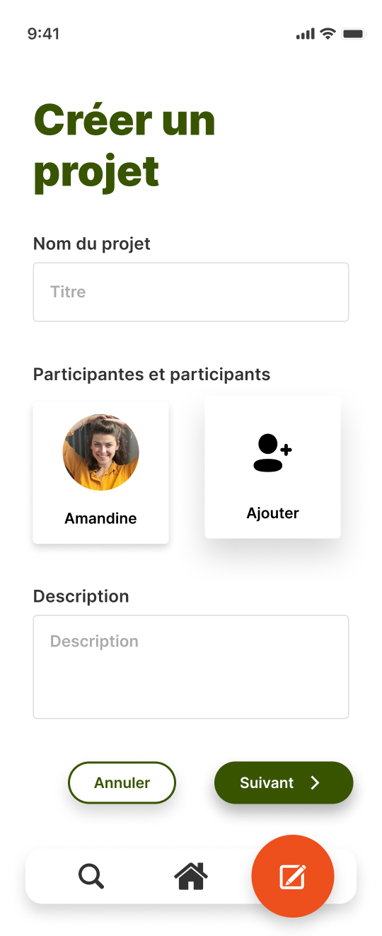 Prototype de la page d'un projet