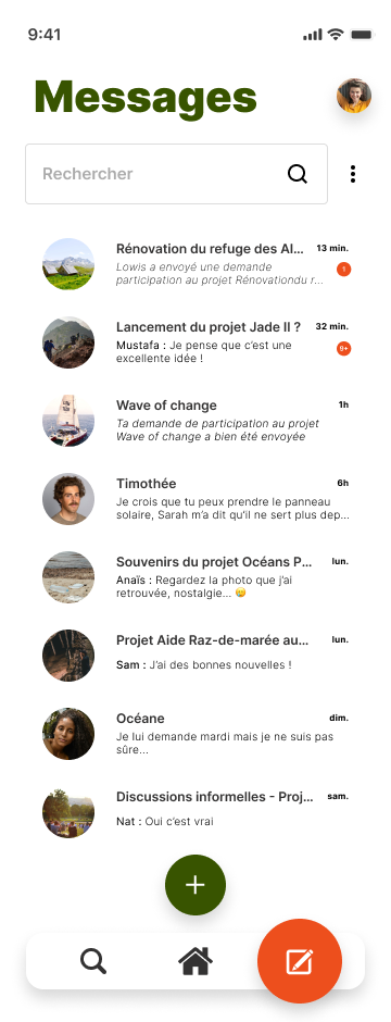 Prototype de la page d'un projet