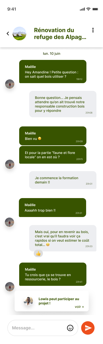 Prototype de la modale de choix des ressources