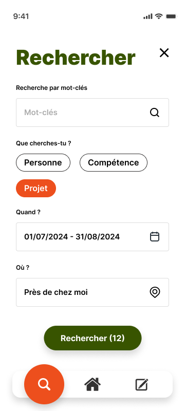 Prototype de la page de recherche complétée