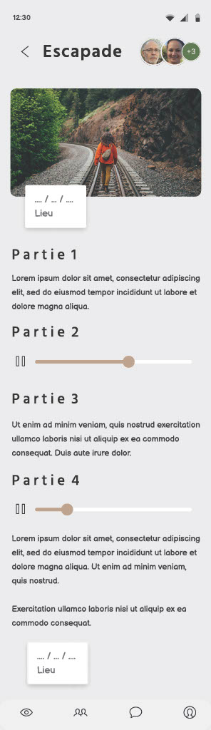 Prototype page souvenir d'une escapade