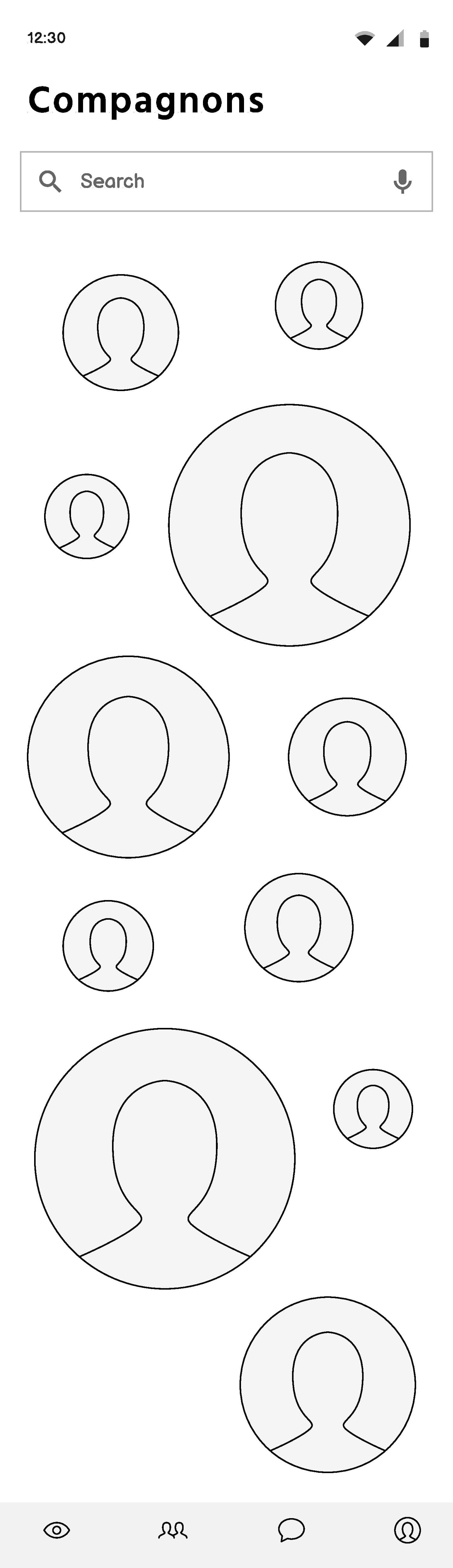 Wireframe page ensemble des compagnons