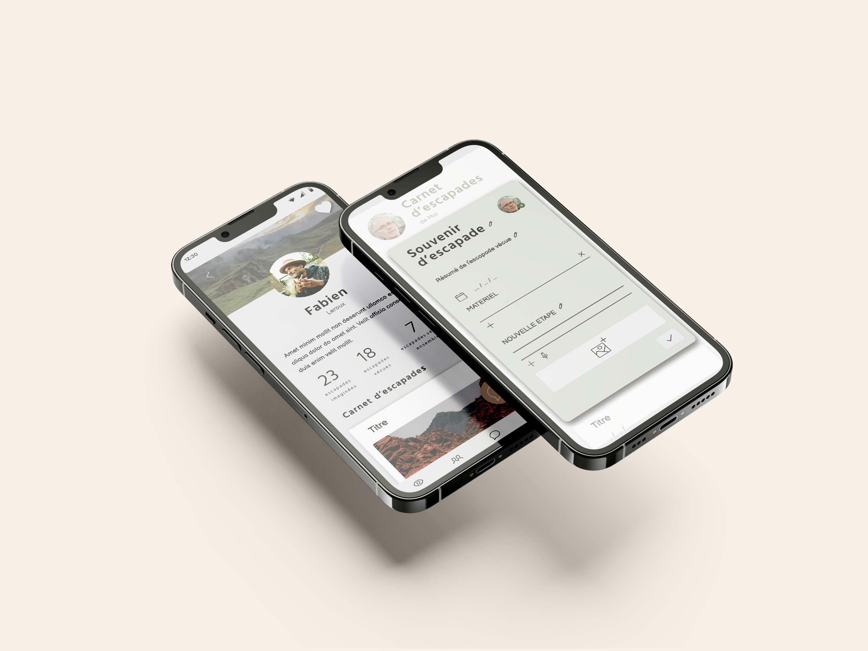 Mockup de l'application Micro-aventure